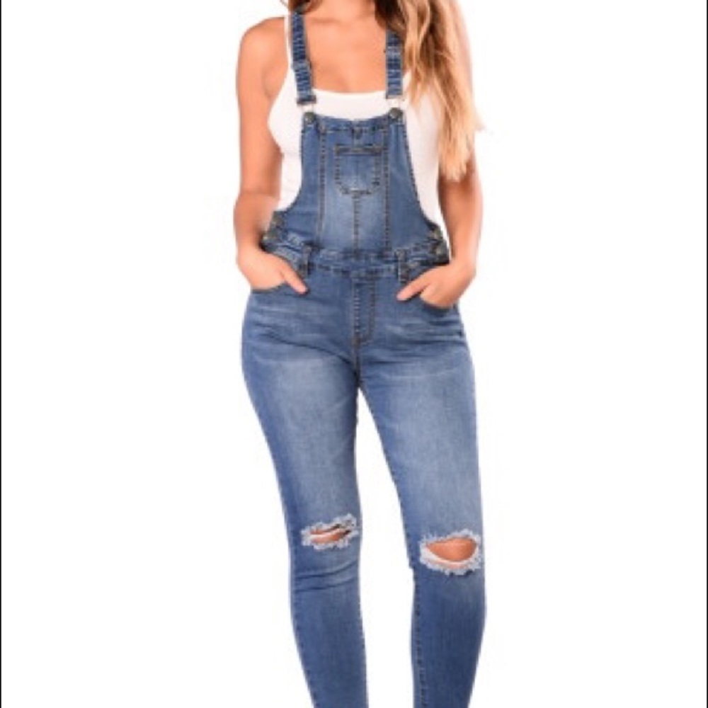 Hp!π NEW!! Distressed Denim overalls π - Picture 4 of 14